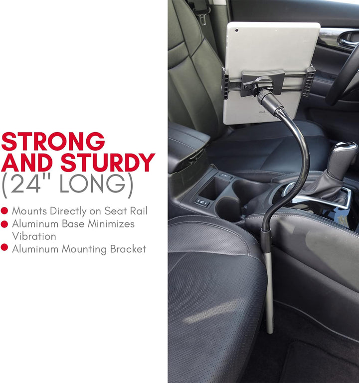 Macally CARFLOORMOUNT, anschraubbare Auto-Halterung für Auto-/LKW-Sitzschiene, verstellbar für Handy