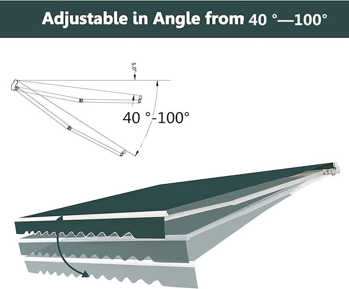 RELAX4LIFE Einziehbare Markise 2,5 x 2 m, Gelenkarmmarkise mit Handkurbel, Sonnenmarkise Winkel- & B
