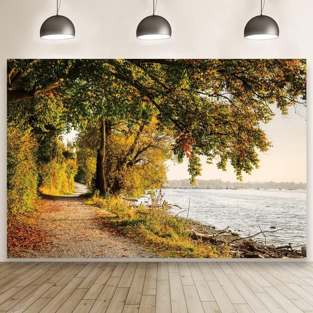 Renaiss 4.5x3m Grüner Baum Fluss Landschaft Hintergrund Ländlichen Frühling Herbst Landschaft Outdoo