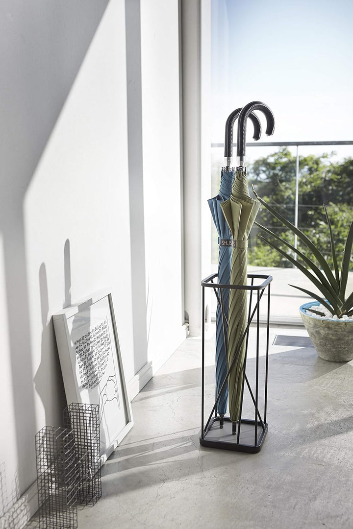 Umbrella Stand 9 Square - black Schwarz, Schwarz
