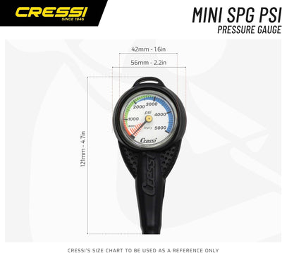 Cressi Pressure Gauge BAR or PSI - Tauchmanometer BAR oder PSI mit grossen, gut sichtbaren Ziffern,