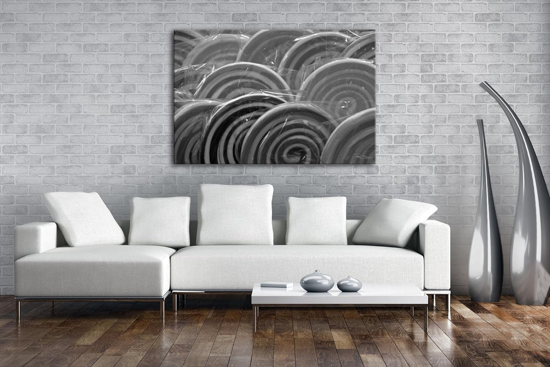 deyoli farbige Bonbons Effekt: Schwarz/Weiss im Format: 80x60 als Leinwandbild, Motiv fertig gerahmt