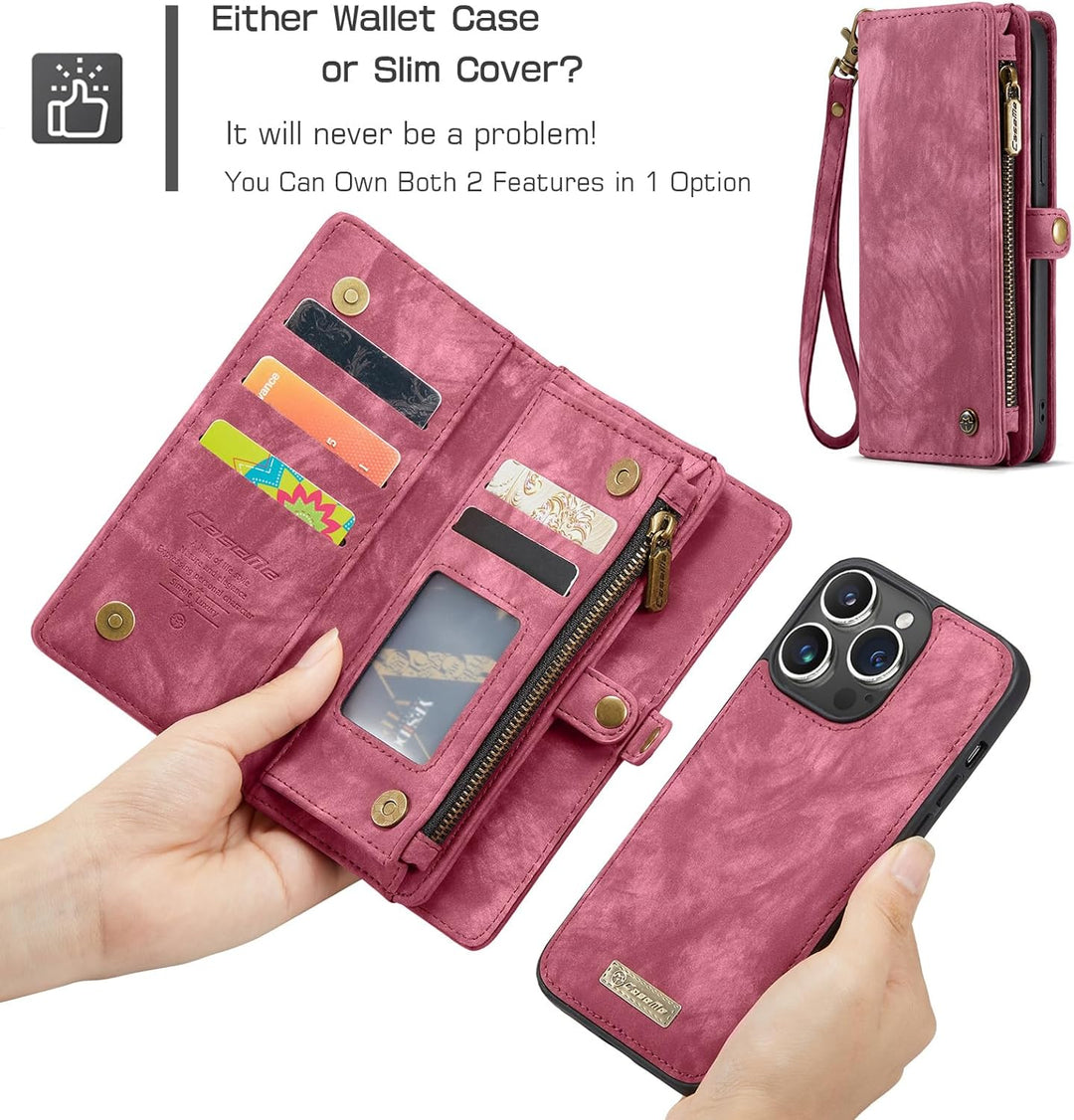 UFinetech für iPhone 15 Pro Max Hülle, Flip Leder TPU Stossfeste Kartenfach Tasche Handyhülle für iP