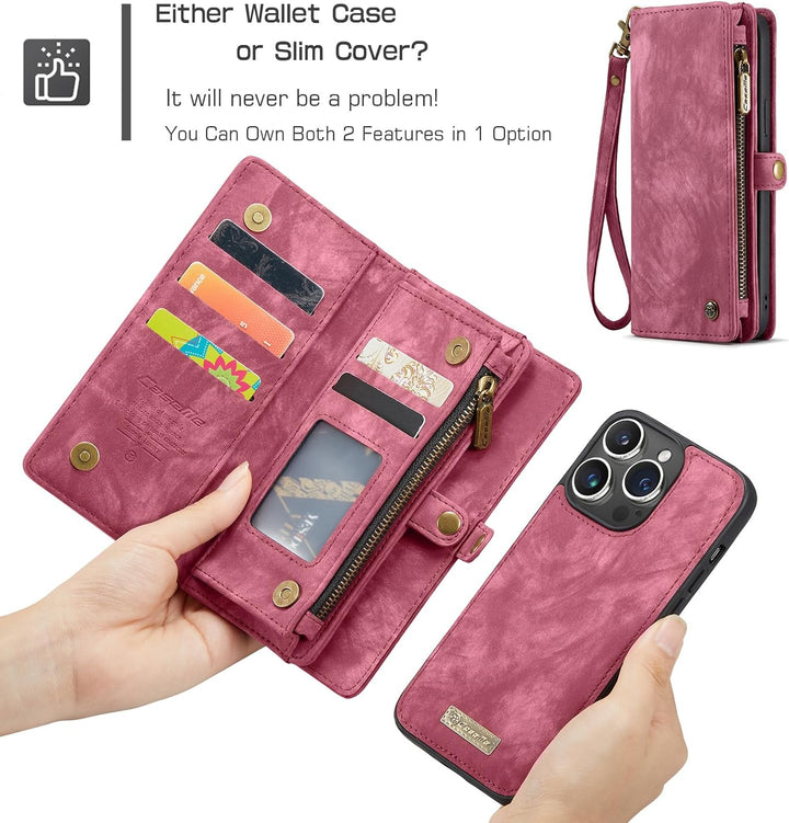 UFinetech für iPhone 15 Pro Max Hülle, Flip Leder TPU Stossfeste Kartenfach Tasche Handyhülle für iP