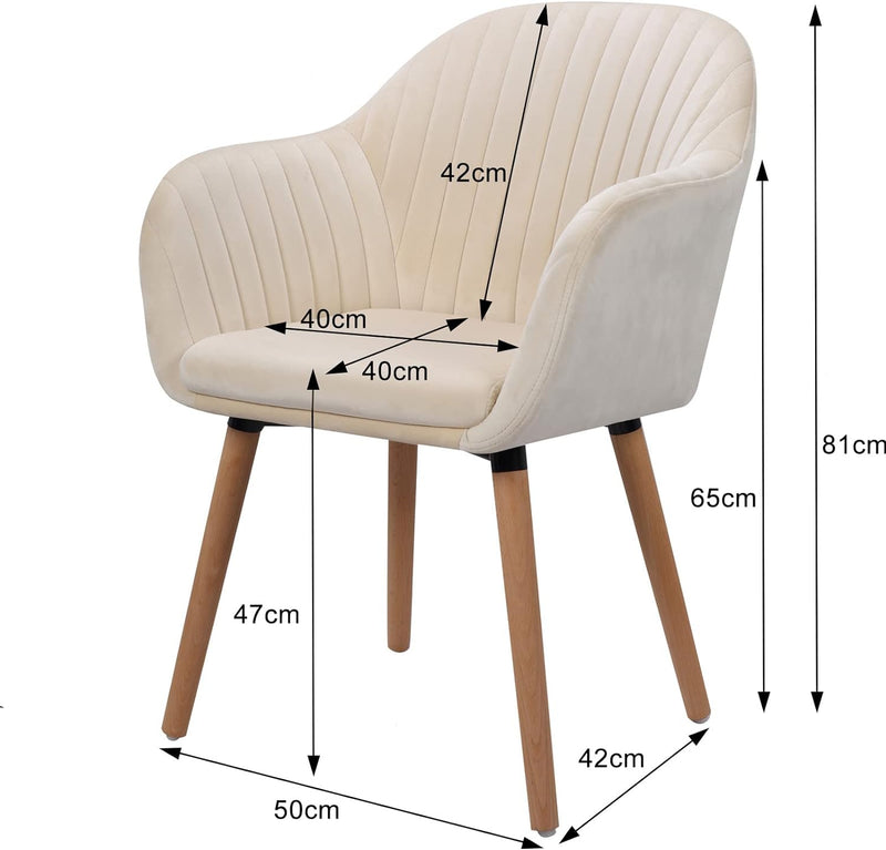 WOLTU 1x Esszimmerstühle Küchenstuhl Polsterstuhl Wohnzimmerstuhl Design Stuhl mit Armlehne Samt Mas