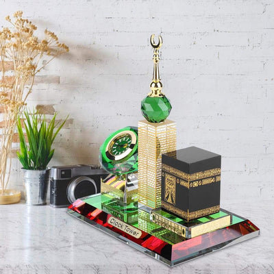 Hztyyier Kristall Sammlerfiguren für Wohnkultur Muslim Kaaba Clock Tower Modell für Desktop Ornament