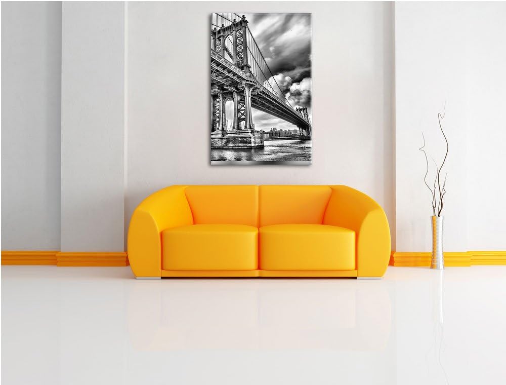 Pixxprint Manhattan Bridge New York / 100x70cm Leinwandbild bespannt auf Holzrahmen/Wandbild Kunstdr