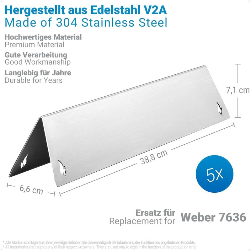 ecooe V2A Edelstahl Aromaschienen Flavorizer Bars für Weber Spirit und Spirit II - 300er Baureihe ab