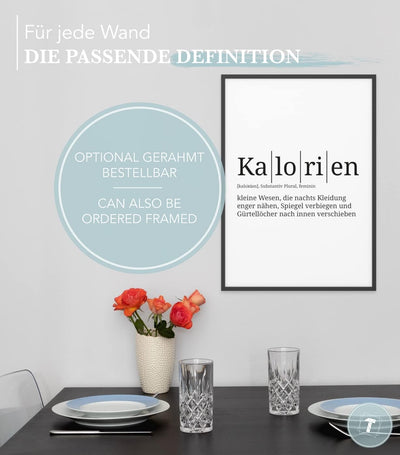 Papierschmiede® Definition: Kalorien, DIN A1 (59x84 cm), XXL Poster für Wohnzimmer, Schlafzimmer, Kü