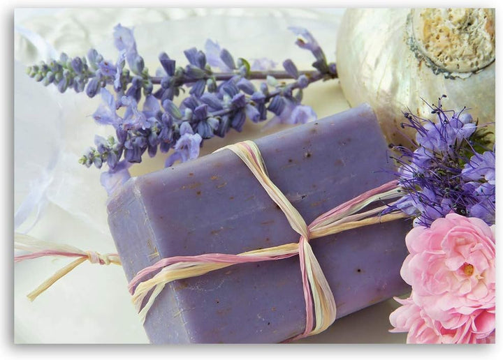 Feeby Dekobild Lavendel Deko Wand Kunstdruck Blumen Violett 70x50 cm Deko Paneel 70x50 cm Violett_b,