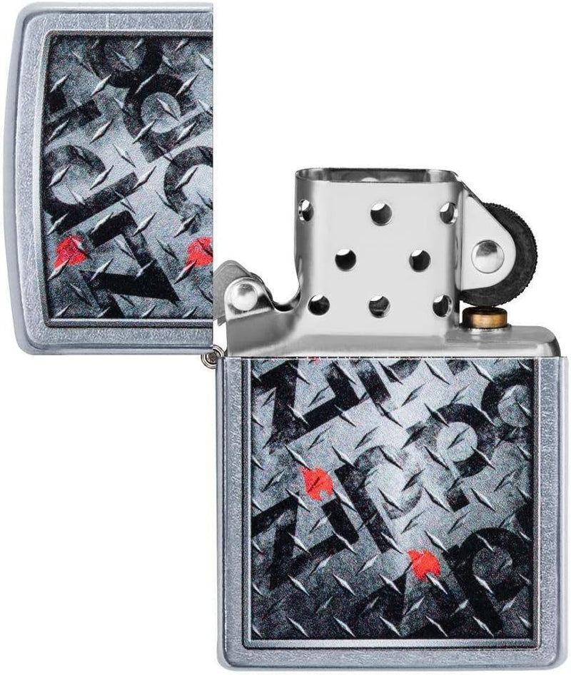 Zippo Sturmfeuerzeug mit Diamant-Pladte-Design, Chrom, regulär, Unisex Regular Chrome Chrome, Chrome