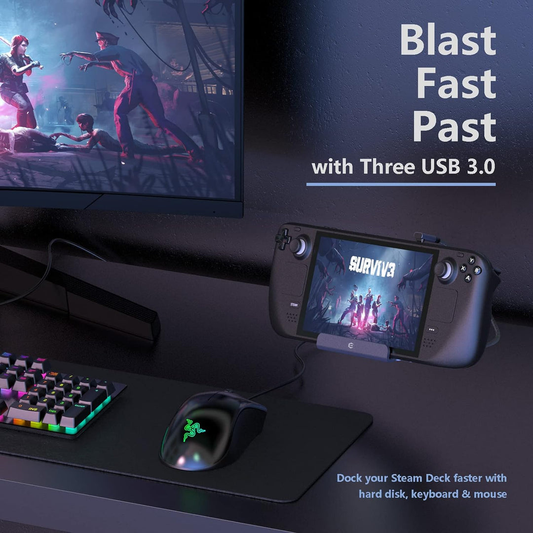 6 in 1 Steam Deck Docking Station, AYCLIF Steam Deck Dock mit 3*USB 3.0, 1 Gbps Ethernet, HDMI 4K@60