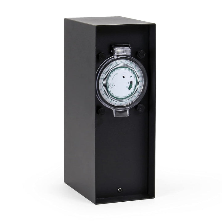 Wiltec Gartensteckdose 2-Fach aus rostfreiem Stahl mit Timer, Aussensteckdose IP44 mit Zeitschaltuhr