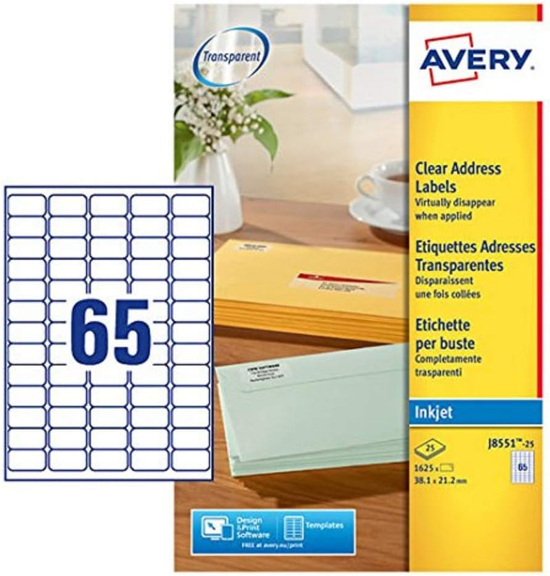 Avery Mini-Etiketten (für Tintenstrahldrucker) transparent