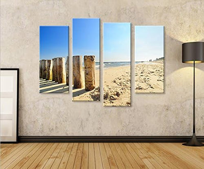 islandburner Bild Bilder auf Leinwand Ostsee Strand 4er XXL Poster Leinwandbild Wandbild Dekoartikel