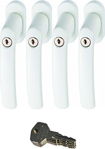ABUS 442599 FG200 W SB abschliessbarer Fenstergriff, weiss im Set 4 Stück