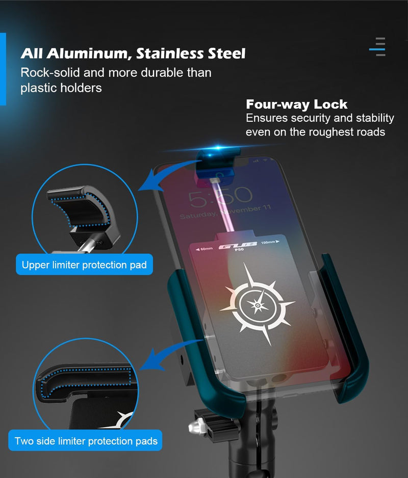 AGEofDMS Metall Handyhalterung Motorrad, Fahrrad Handy Halterung Lenker, Anti-Dieb 360 Drehung für i