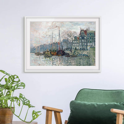 Bild mit Rahmen - Claude Monet - Kromme Waal Amsterdam - Farbe Weiss, 70 x 100 cm 70cm x 100cm Weiss