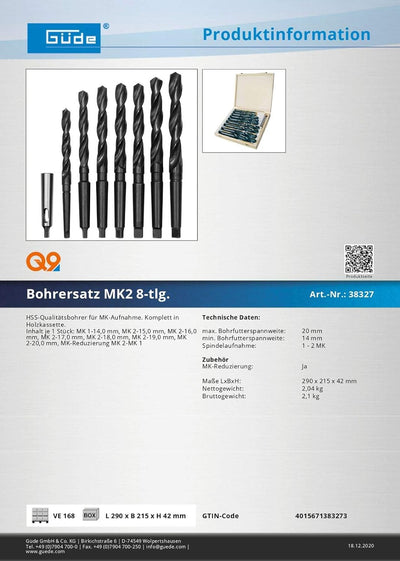 Güde mk-drill Set MK2 – in Holz Box/8 Stück.