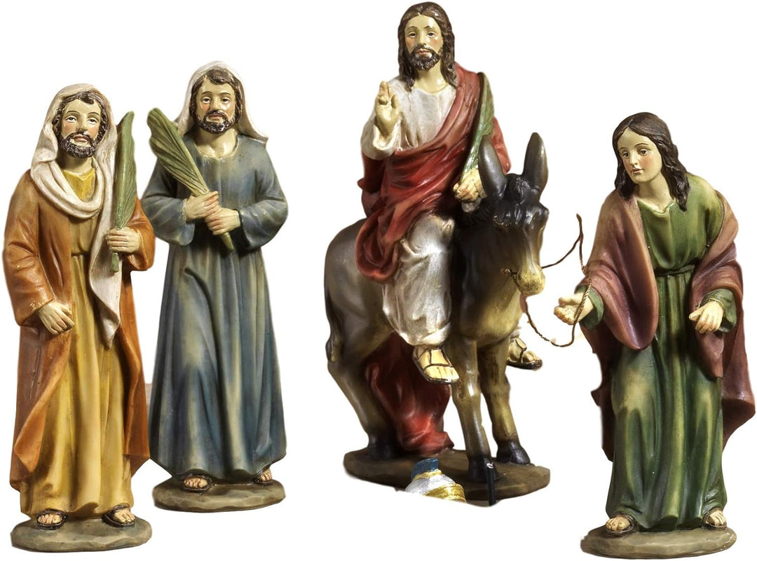 Paben Articoli Religiosi: 4 Figuren, Jesus Einzug in Jerusalem, Deko oder für Weihnachstkrippe, Höhe