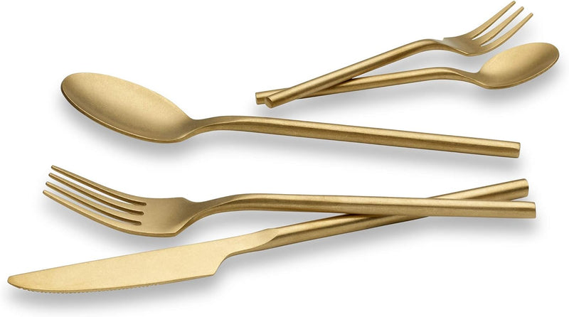 ECHTWERK EW-BS-1685C Tafelbesteck Bari, Stonewashed champagne, 16-teilig, Essbesteck für bis zu 4 Pe