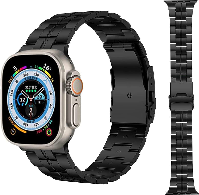 Miimall Titanstahl Armband Kompatibel mit Apple Watch Ultra/Ultra 2 Armband 49mm, Titanstahl Metall