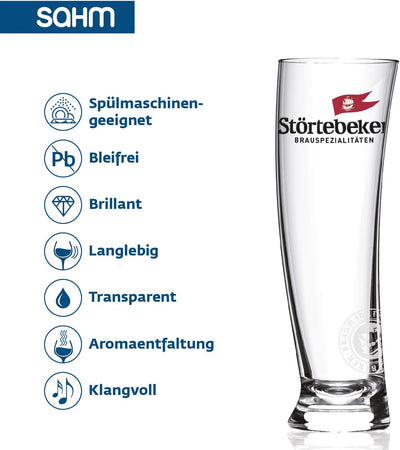 Störtebeker Weizenbiergläser 0,5 l - 6 Weizengläser im Sydney Segelglas Design - Weissbiergläser 0,5