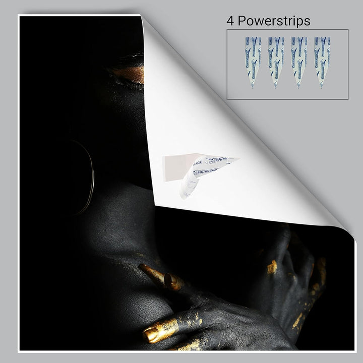 wandmotiv24 Poster als Wanddeko, Grösse 50x50cm, Gold Collection, Frau in Schwarz, goldene Highlight