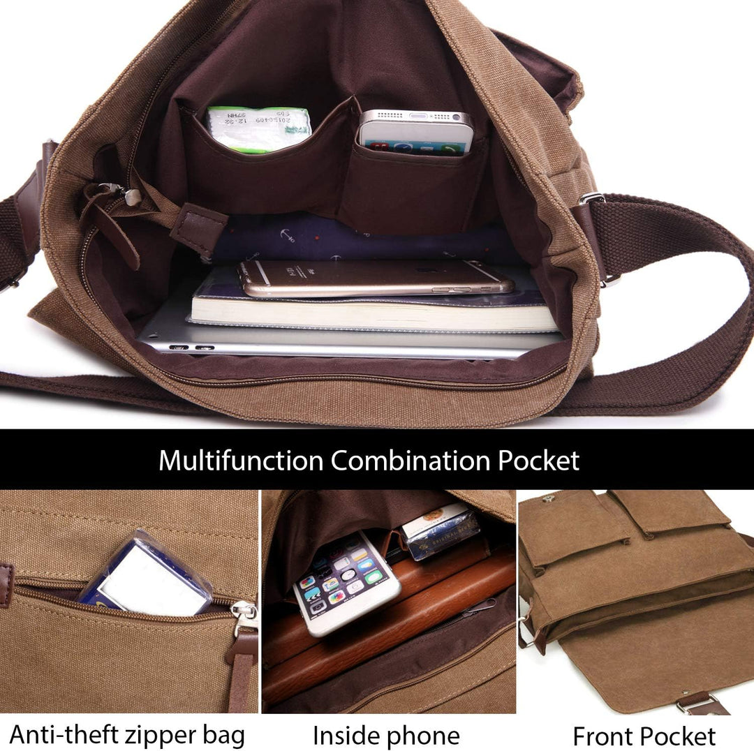 FANDARE Leinwand Messenger Bag Umhängetasche 7.9 inch iPad Tasche Schultertasche Unisex Segeltuch Ta