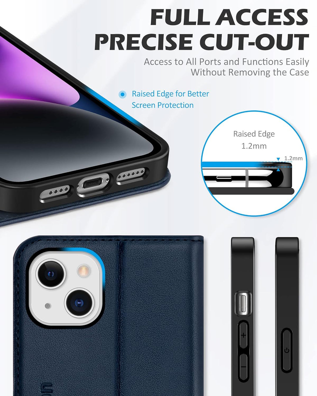 SHIELDON Hülle für iPhone 14 Plus 5G, Schuzhülle [Echtleder] [Kartenfach] [Verdicht TPU], Magnetisch
