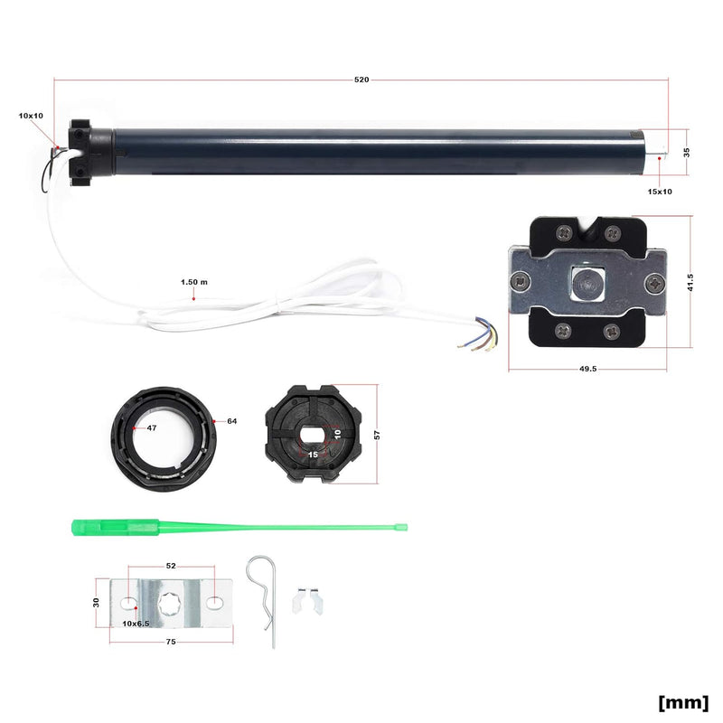 Rollladenmotor 126W 10Nm mit mechanischem Endabschalter & Schutzart IP44 SW60, motorisierte Rollade