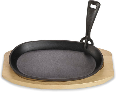 ECHTWERK Servierpfanne aus Gusseisen, Servierpfännchen, Kleine Grillpfanne mit Servierbrett, Abnehmb