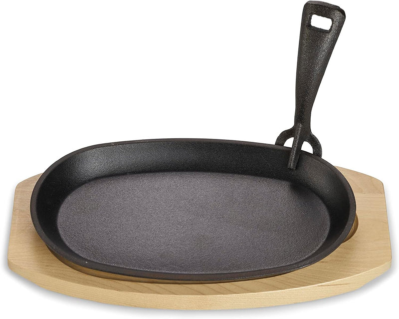 ECHTWERK Servierpfanne aus Gusseisen, Servierpfännchen, Kleine Grillpfanne mit Servierbrett, Abnehmb