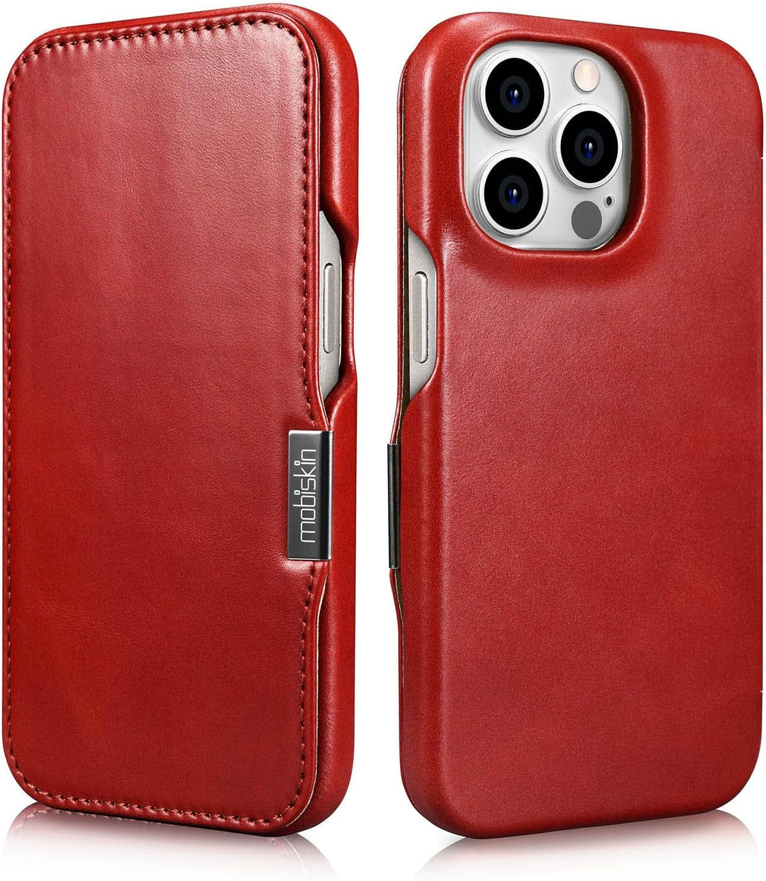 Mobiskin Hülle für iPhone 15 PRO (6,1 Zoll), Handyhülle mit Leder, Case kompatibel mit MagSafe, Schu