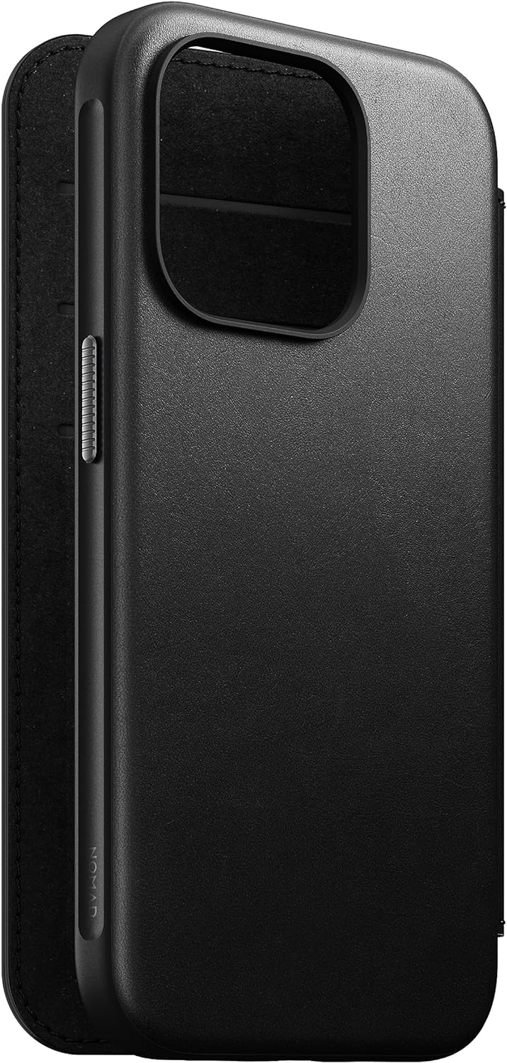 Nomad Moderne Lederhülle für iPhone 15 Pro – Mag Safe Wireless Charging Leder Wallet Case, 3 Kartenf