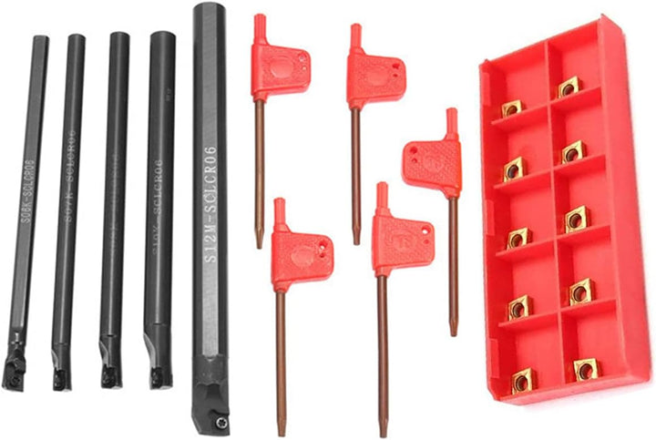 Maizoon CNC-Werkzeughalter CLCR 6/7/8/10/12 mm Drehmaschinen-Bohrstangen-Set + 10 Stück CCMT0602 Har