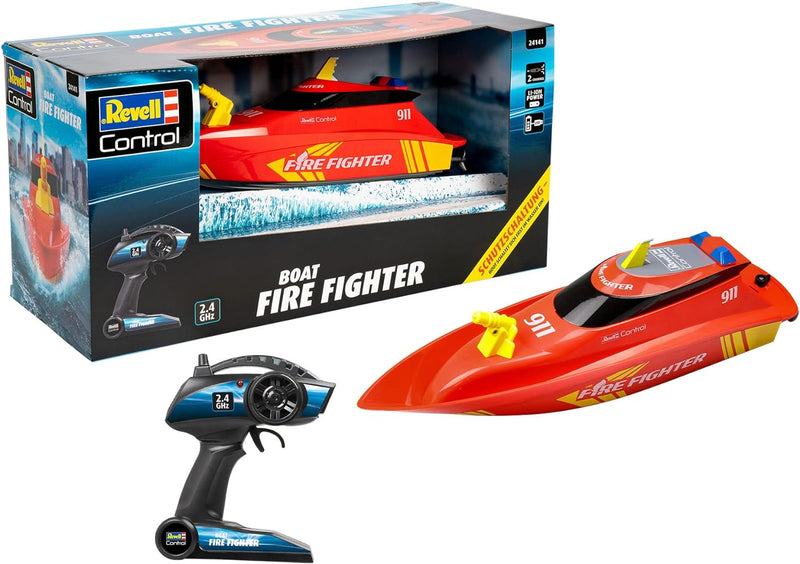 Revell Control Feuerlöschboot I Ferngesteuertes RC Boot I für junge und Erwachsene Feuerwehrmänner a