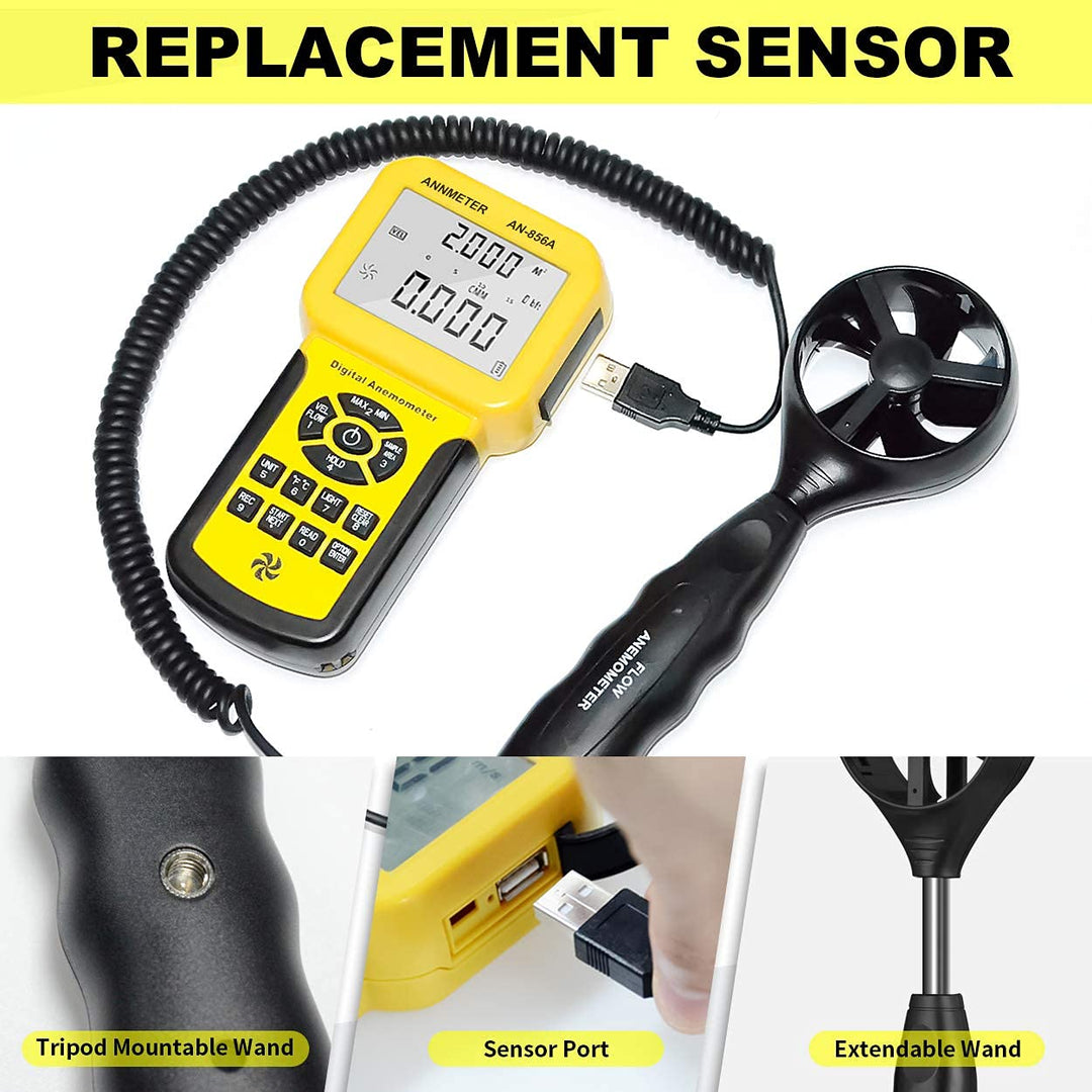 Handheld CFM CMM Windgeschwindigkeitsmesser, separates Anemometer messen Luftstrom Geschwindigkeit T