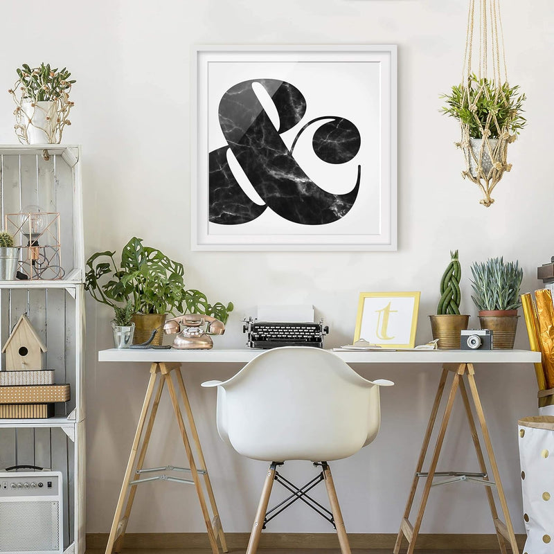 Bild mit Rahmen - Ampersand Marmor - Rahmenfarbe Weiss, 70 x 70 cm 70cm x 70cm Weiss, 70cm x 70cm We