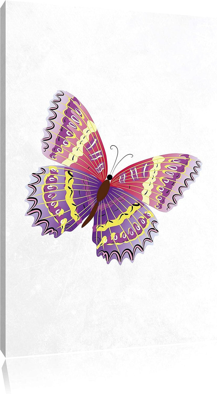 Pixxprint Hübscher Pinker Schmetterling weiss, Format: 70x100 auf hochkantiges Leinwandbild, 70x100