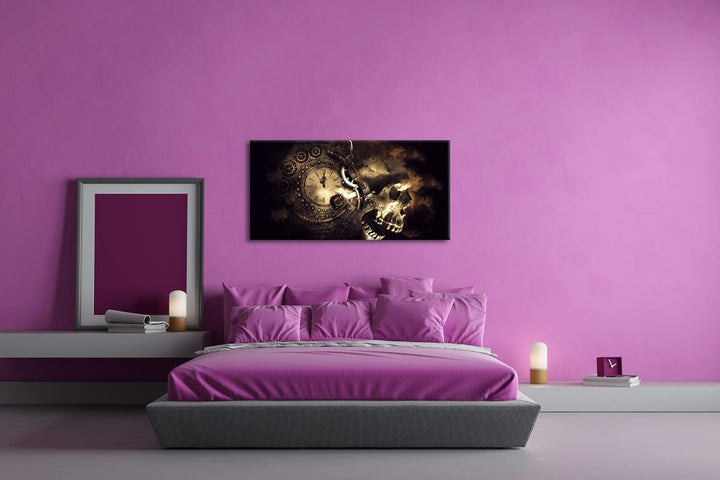 Zeit des Todes Panorama 60x30 cm als Leinwandbild, Motiv fertig gerahmt auf Echtholzrahmen, Hochwert