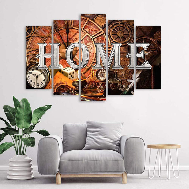Wanddeko 5 Paneele Home 100x70 cm Deko Wand Kunst Wohnzimmer Wohnung Braun Deko Paneel 100x70 cm Bra
