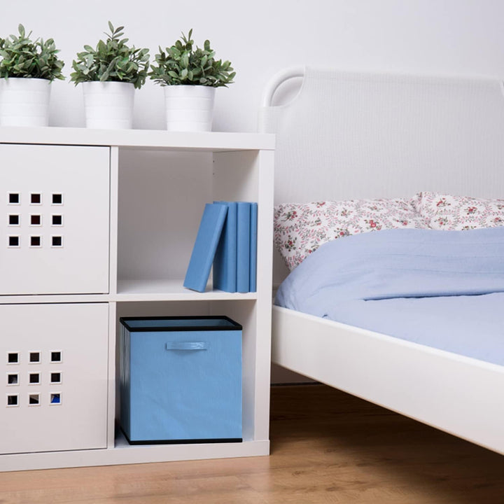 INTIRILIFE 6x faltbare Aufbewahrungs-Stoffbox in Blau - 26.7 x 26.7 x 28 cm - Multifunktionale Samme
