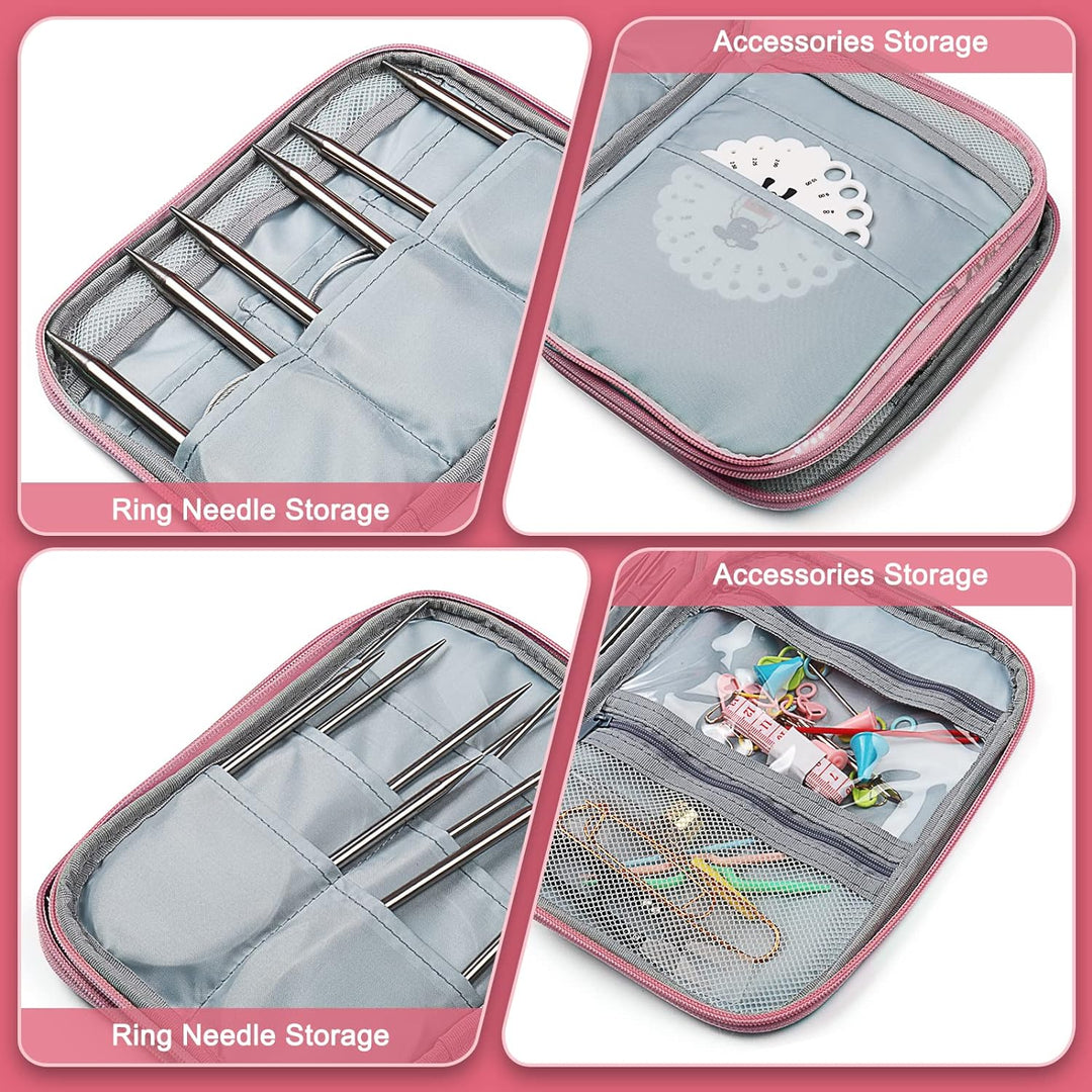 Coopay Rundstricknadeln 40 cm Edelstahl Rundstricknadel Set mit Tasche & Strickzubehör, 2,5-10 mm Me