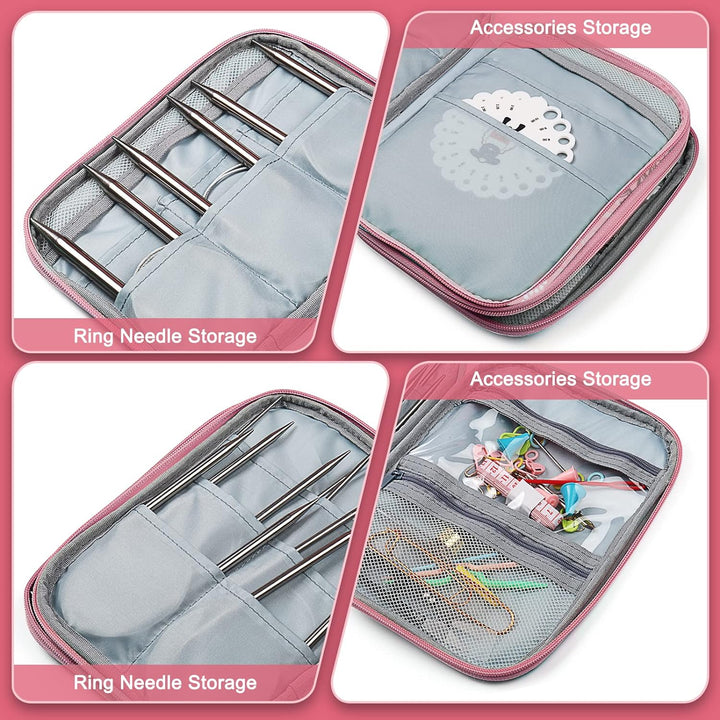 Coopay Rundstricknadeln 40 cm Edelstahl Rundstricknadel Set mit Tasche & Strickzubehör, 2,5-10 mm Me