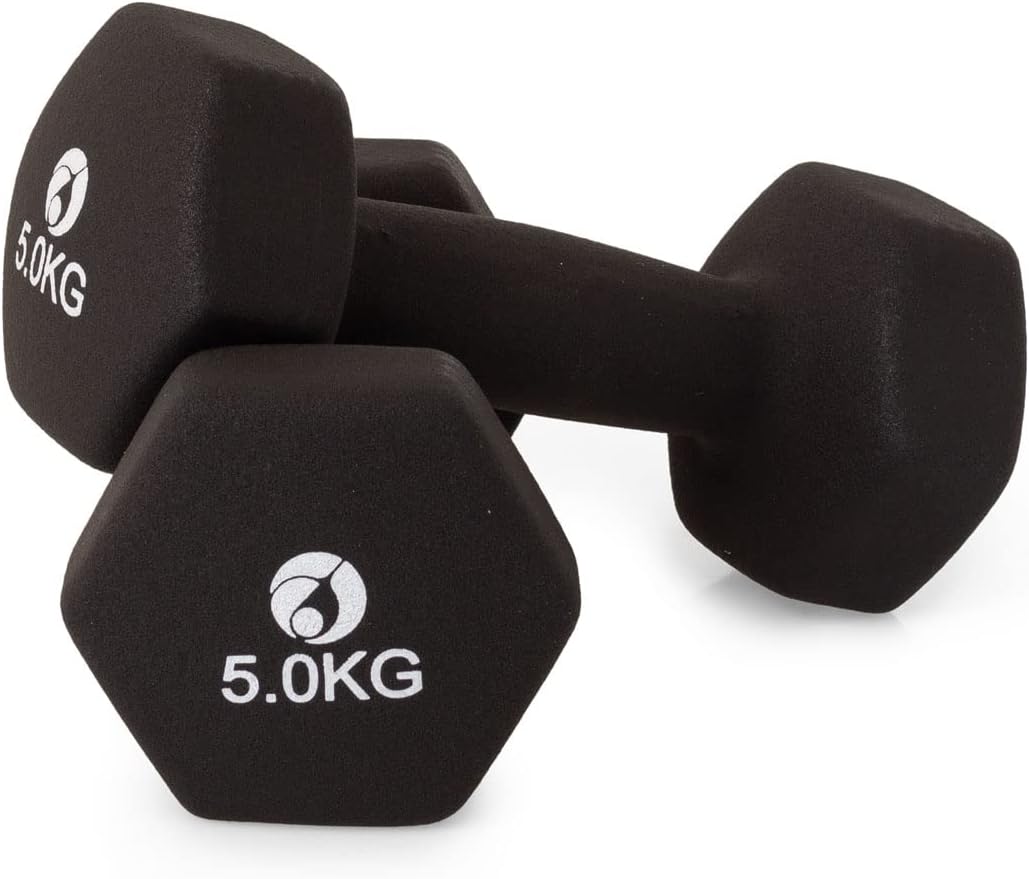 AFH Webshop Gymnastikhanteln | Hanteln | NEOPRENE | Kurzhanteln | Paar | 2 x 5,00 kg | schwarz