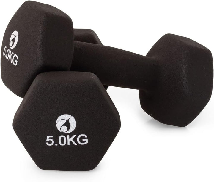 AFH Webshop Gymnastikhanteln | Hanteln | NEOPRENE | Kurzhanteln | Paar | 2 x 5,00 kg | schwarz