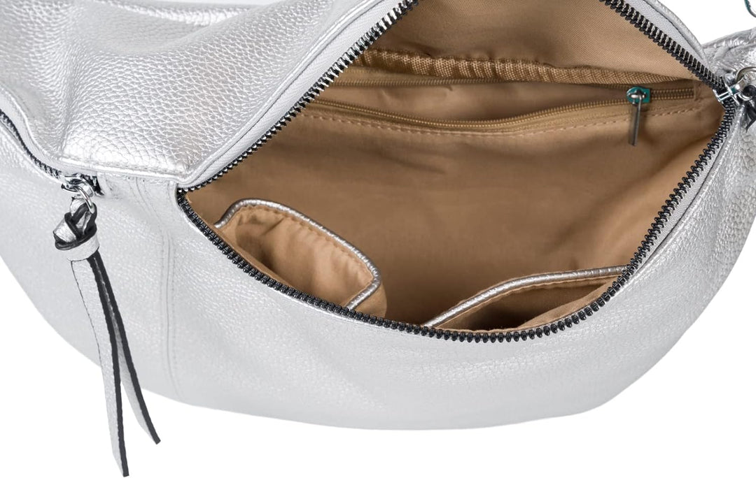 styleBREAKER Damen Halbmond Crossbody Schultertaschen Set 3-Teilig, Schultergurt mit Muster, Schlüss