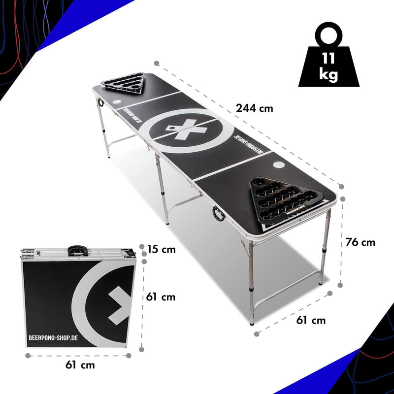 Beercup Bierpong Tische, Beer Pong Set für Partyspiele, Beerpong Tisch Klappbar & Höhenverstellbar,