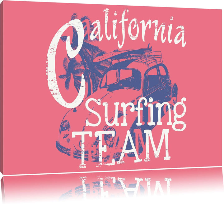 California Surfing-Team Light Format: 100x70auf Leinwand, XXL riesige Bilder fertig gerahmt mit Keil